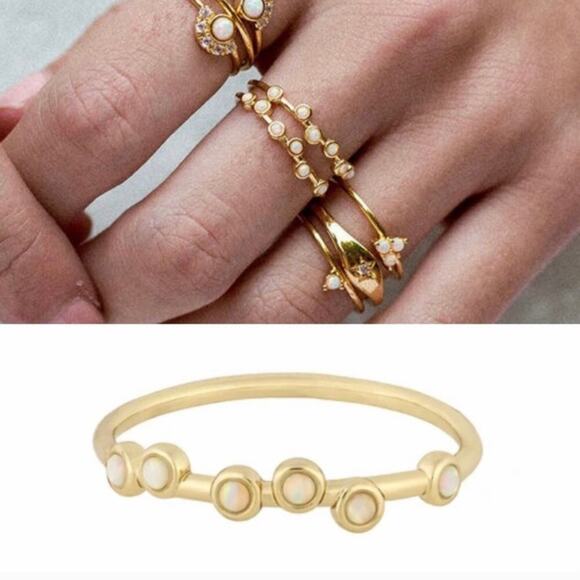 Revolve Five and Two Serena Scattered Opal Stacking Ring in Gold, Size 6 - Picture 1 of 5